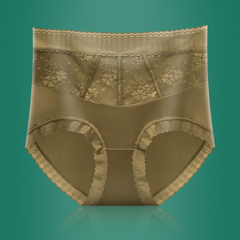 Women's Summer High End Light Luxury Sexy Lace Hips and Belly Without A Scratch Nude High Waist Briefs
