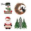 Vintage Style Xmas Sign Christmas 2D Wooden Welcome Hanging Sign, Cartoon Santa Snowman Tree Winter Seasonal Home Ornament Door Hanger with Rope, Wall
