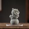 China-Chic Style Awakening Lion Green Sand Stone Tea Pet Small Ornaments Landscape Decoration Creative Auspicious Animals