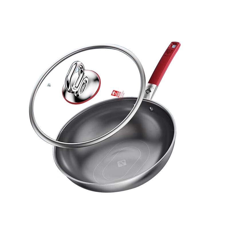Kangbah 32cm True Titanium 0-Coating 316 Stainless Steel Wok