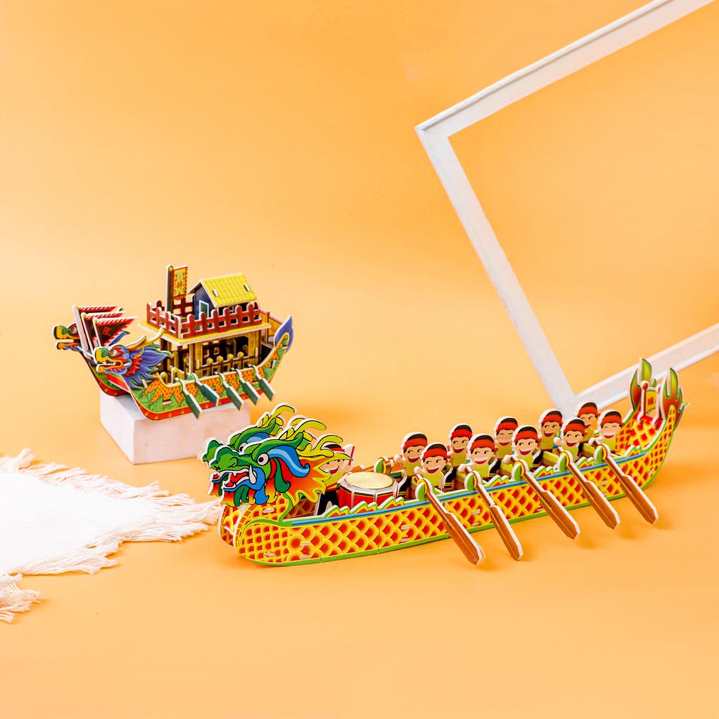 Dragon Boat Festival 3D Paper Stereo Puzzle DIY Handmade Educational Gift Toy For Kindergarten Kids WL-890001
