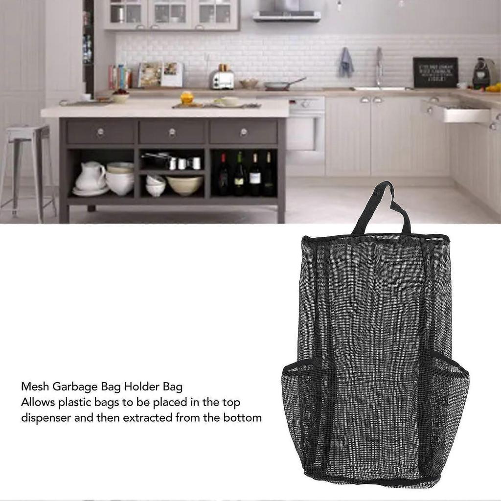 Plastic Bag Holder Dispensers Polyester Hanging Mesh Grocery Bag Plastic Garbage Bag Storage Dispenser
