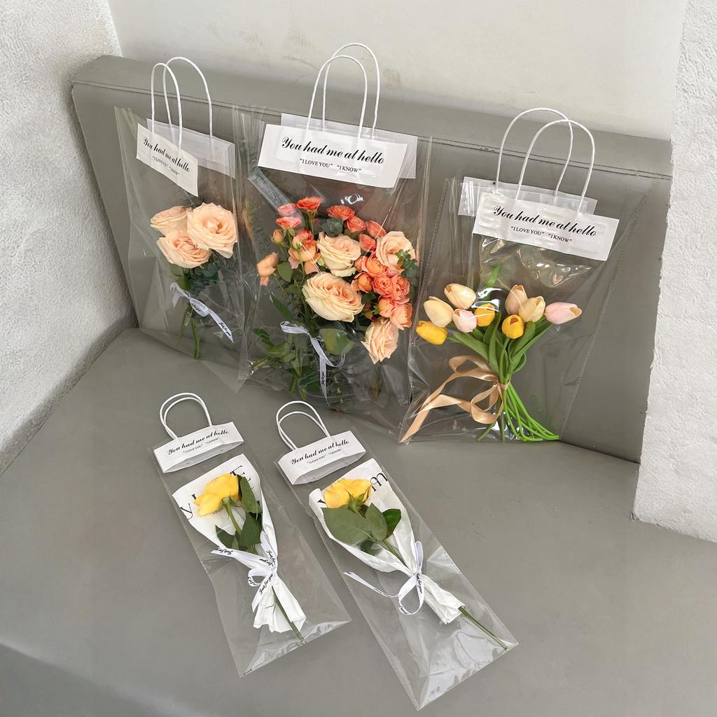 Clear Flower Handbag DIY Floral Wrapping Materials for Teacher’s Day Gift Packing