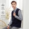 Hengyuanxiang Men's Pure Wool Button Vest Cardigan