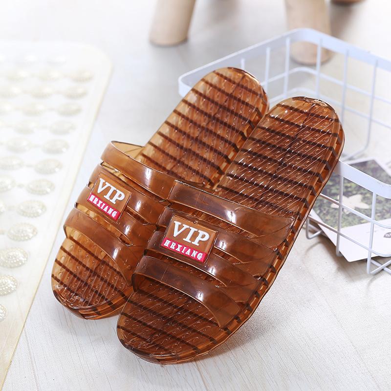 

Мужские летние тапочки, пластиковые прозрачные уличные тапочки на танкетке, обувь для ванной, нескользящие тапочки 45 кофейный