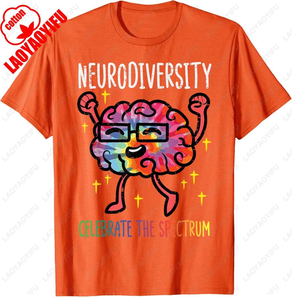 Neurodiversity Brain Autism Awareness ASD ADHD Unisex Women Aesthetic TShirt Summer Unisex Casual Cotton Streetwear Cool Tops