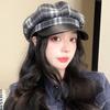 Women S Plaid Octagonal Hat Large Head Circumference Vintage Style Autumn Winter Cap