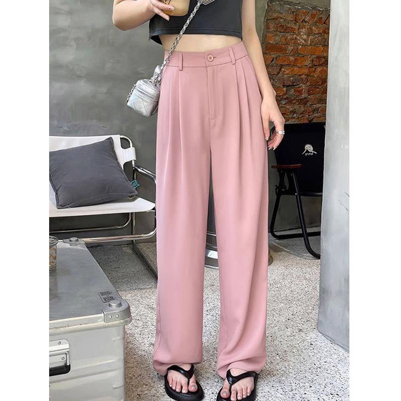 New Arrival Korean Niche Suit Pants for Spring and Autumn for Women, Draped Straight-leg Casual Pants Narrow Version Wide-leg Long Trousers