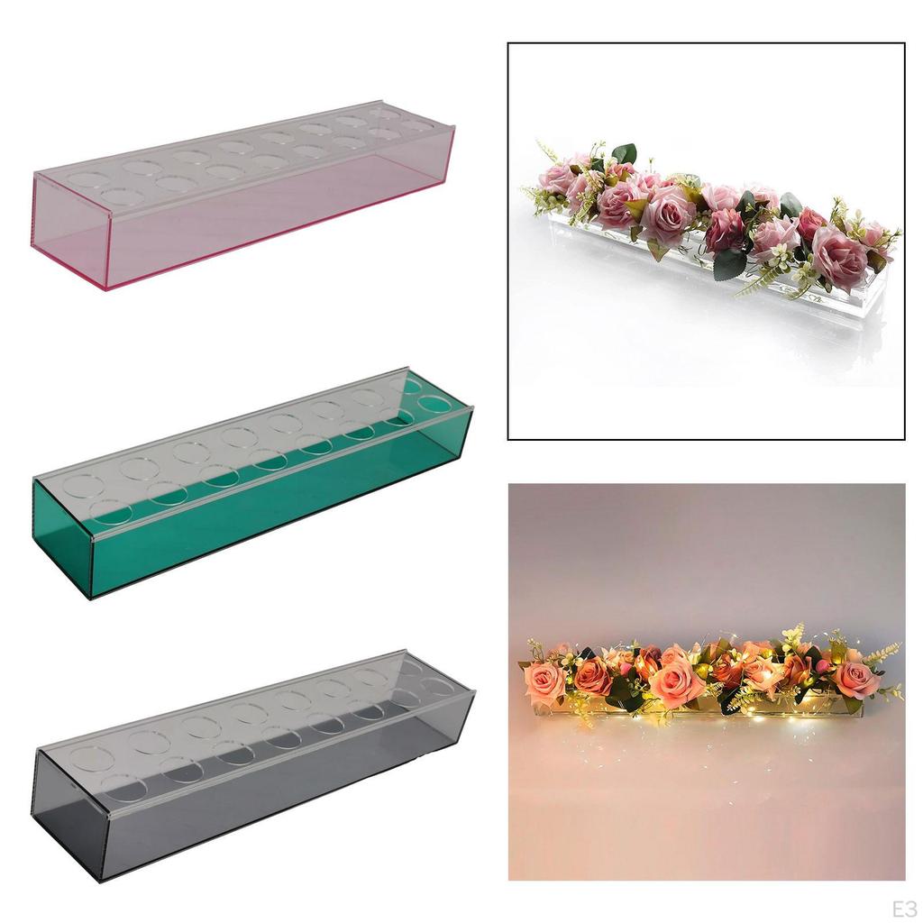 Acrylic Rectangle Flower Vase Bud Container Floral Arrangement Decoration Flute for