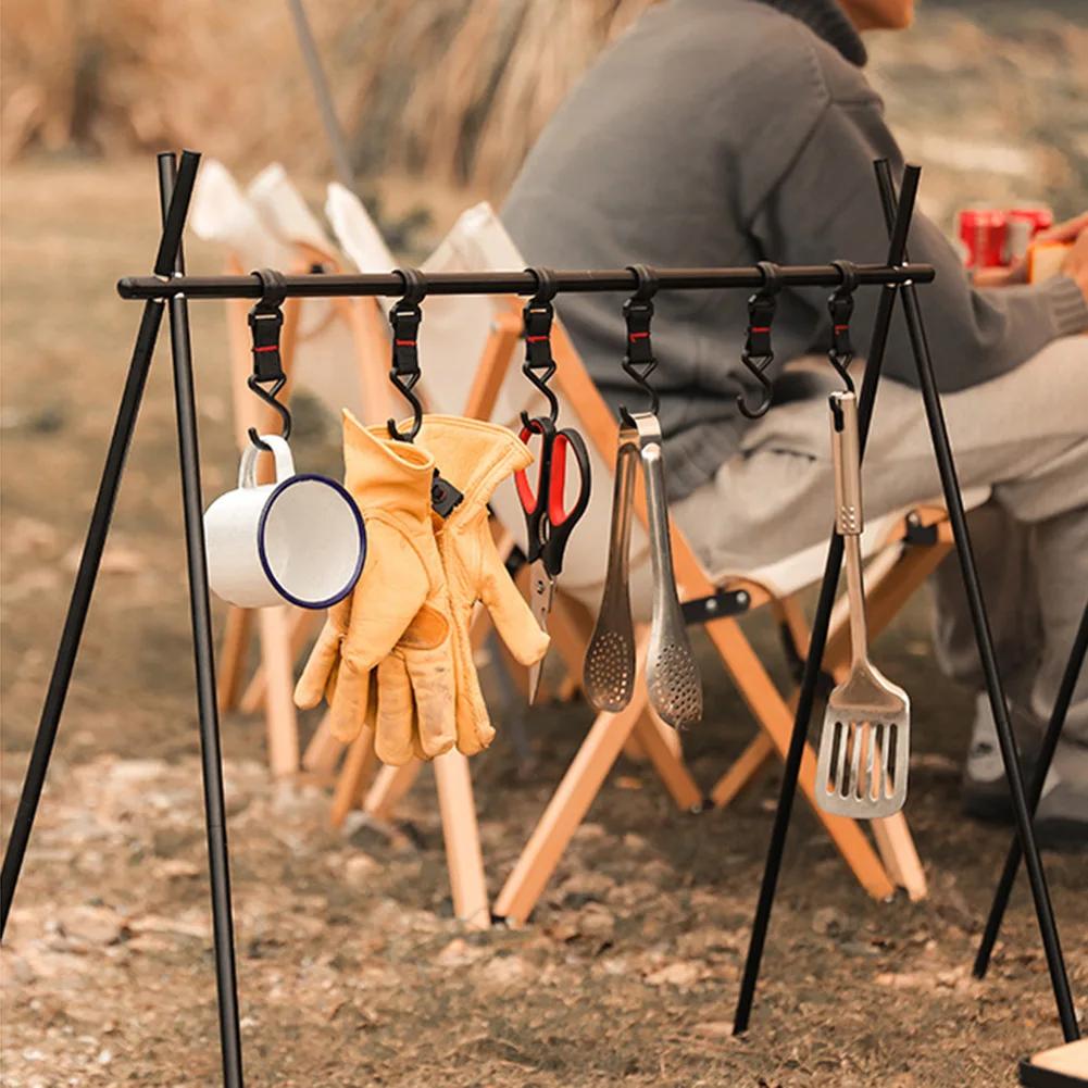 Aluminum Alloy Camping Hanging Shelf Foldable Triangle Shelf Hanger Lightweight Multifunctional for Picnic Barbecue Outdoor Tool