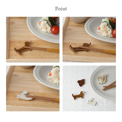 EAST Table Chopstick Rest, Ceramic, Rabbit Design, 3.9 X 3.1 X 0.7cm (H), Made In Japan, Dishwasher Safe, 96-031-04