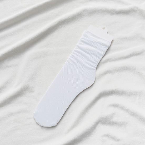 1 Pair Women Socks Mid-tube Curled Edge Japanese Style High Elasticity Anti-slip Thin Soft Breathable Sweat-absorption Anti-shrink Sports Piled Socks