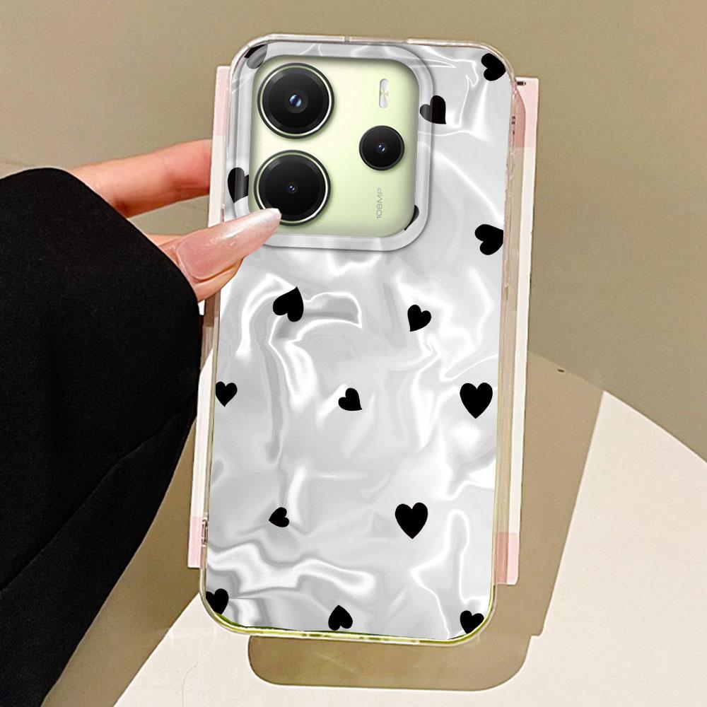 

Чехол для телефона с круглыми точками и сердечком для женщин и девушек для Xiaomi Redmi 13C 14C A5 A3 A4 A3X A1 Note 14 13 12 11 11S 10 9 Pro 9C Redmi A2 белый