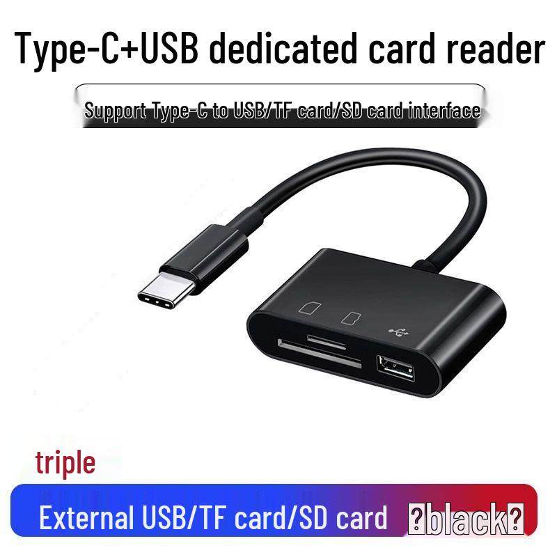 3-in-1 Multifunctional OTG Card Reader - Type-C, TF & SD Card Compatible with Mobile Phones & Computers