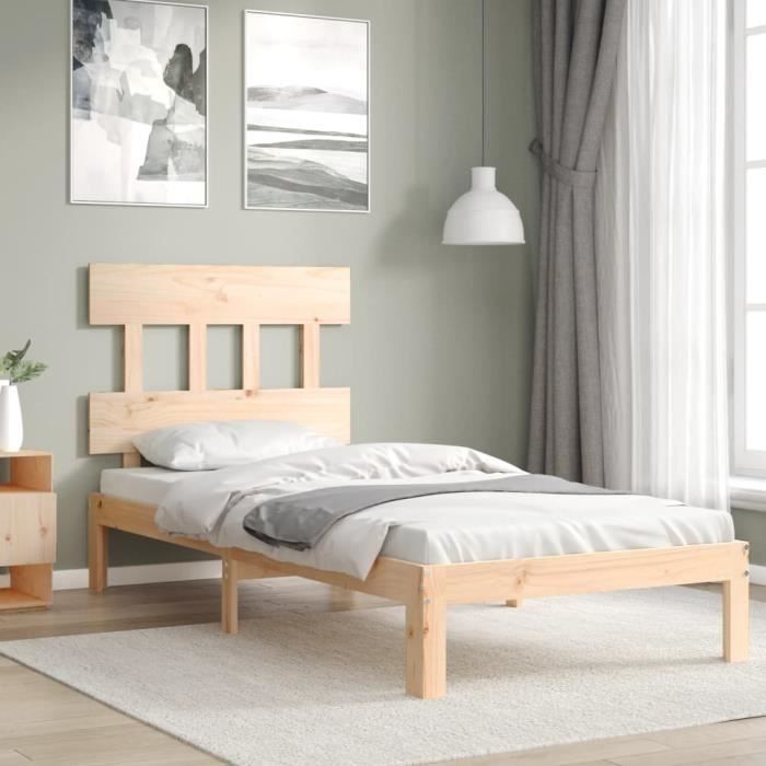 VidaXL Bed Frame with Headboard 90x200 Cm Solid Wood 3193581