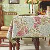 American Vintage Tablecloth 6-Seat Rectangular Table Cover Decorative Faux Linen Cloth