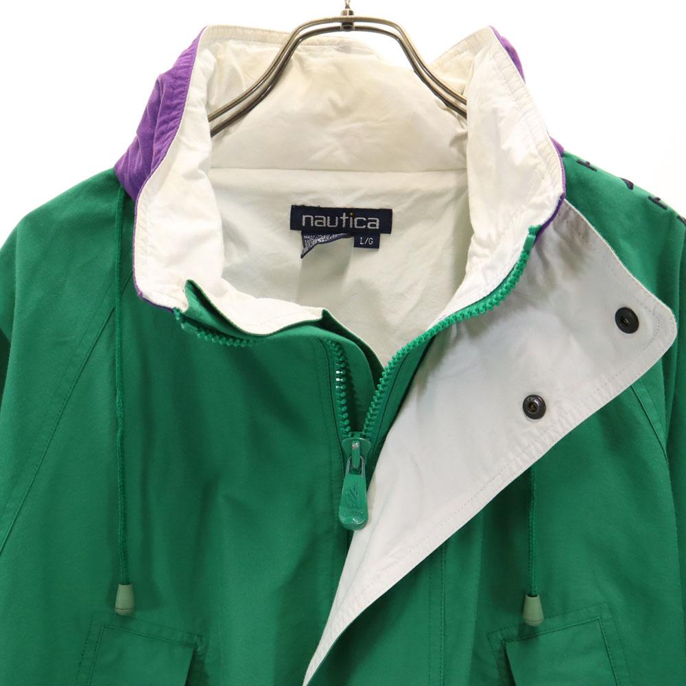 NAUTICA 90s Old Long sleeve Zip jacket L Green system hood Men's Used