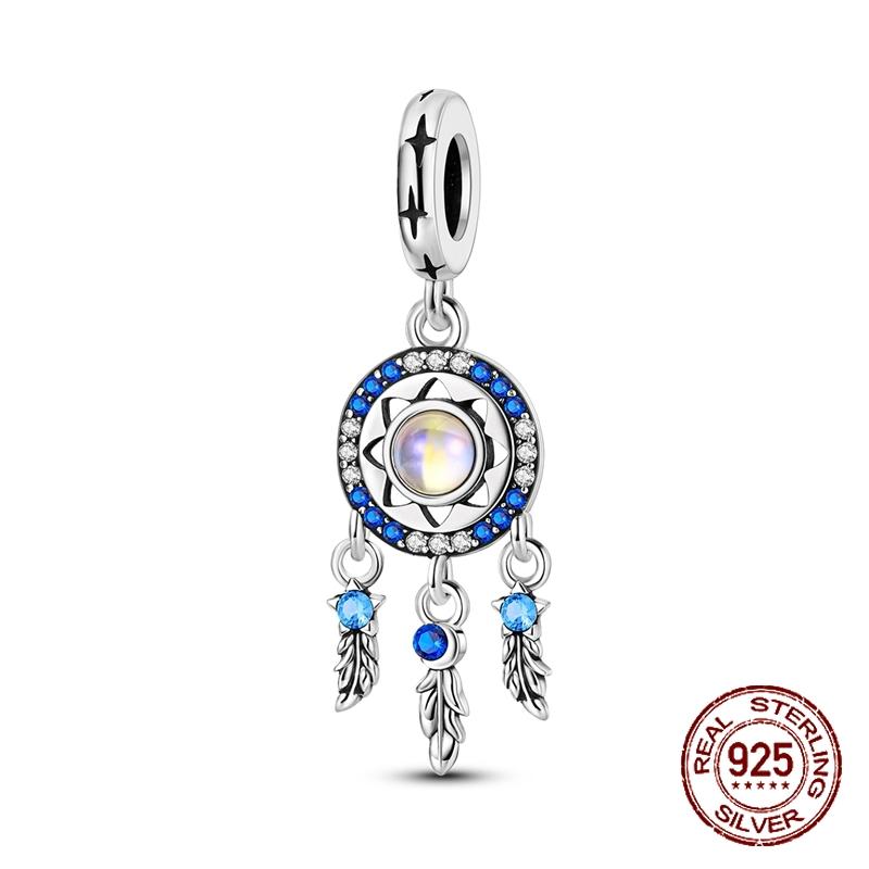 100% Real Copper Blue Series Eyes Peace Cross Charms Bead Fit Original Bracelet Plata Charms For Women