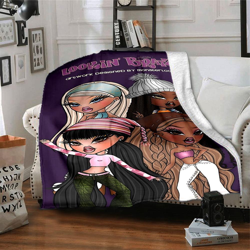 1pc Lookin' Bratz Monsterlool Soft Warm Throw Blanket Nap Blanket For Couch Sofa Office Bed Camping Travel,Comfortable