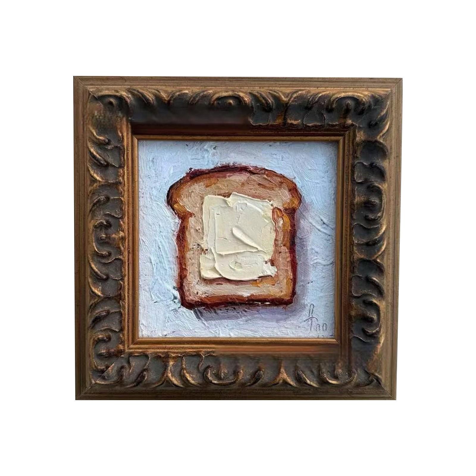 

Food Kitchen Mural Retro Oil Painting Artwork Butter Bread Painting Restaurant Coffee Shop Shop Restaurant Home Decoration Retro Printing One Size