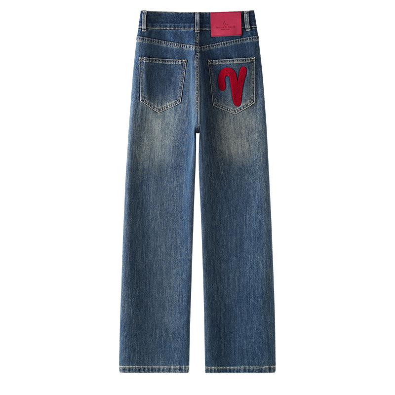 Women's 2025 Spring Wide-Leg High-Waisted Jeans: Loose, Slimming, Petite, Straight-Leg for Spring and Autumn