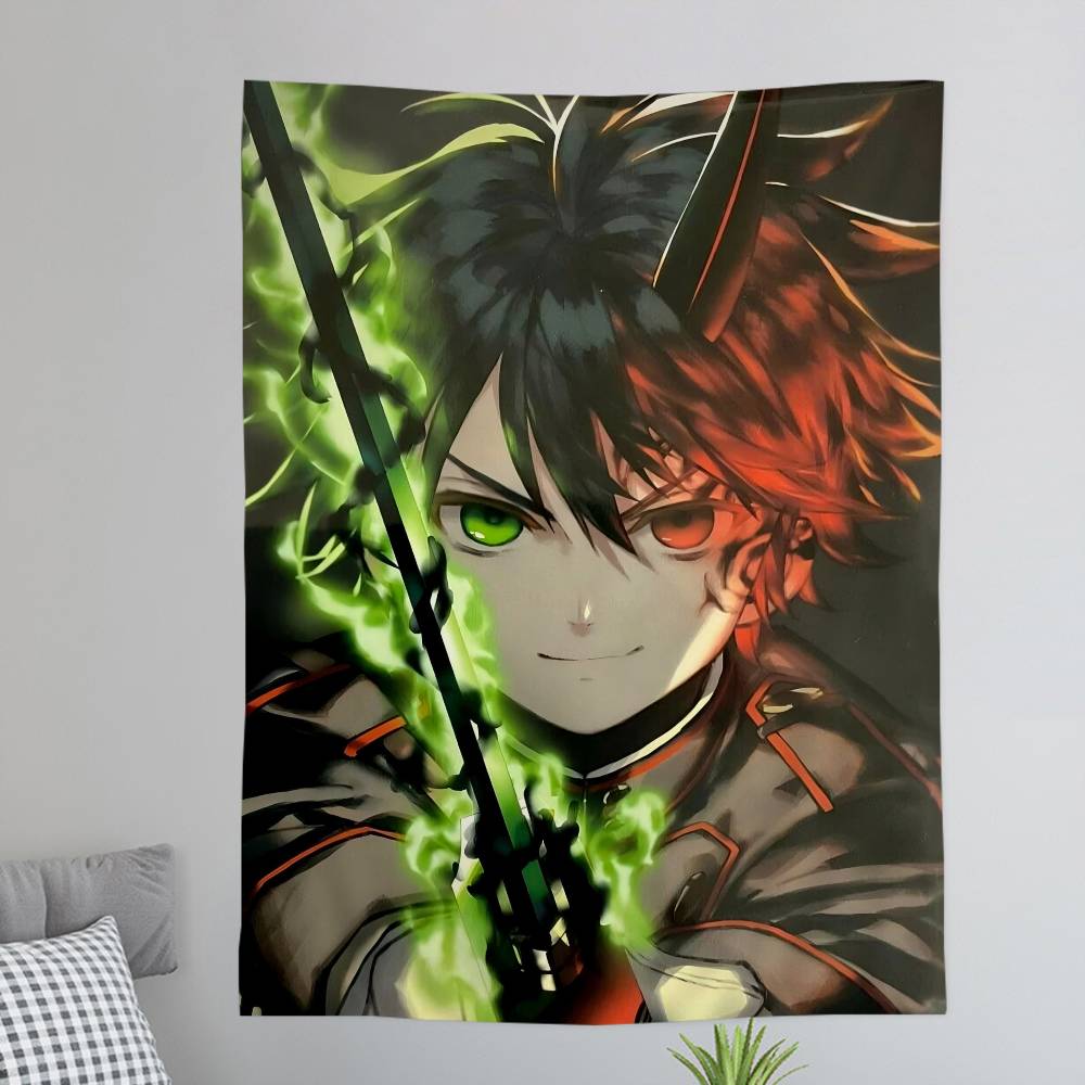 Seraph of the End Yuichiro Hyakuya Asuramaru Wall Tapestry of the Demon Pair Room Decor for Shonen Anime Supernatural Fans