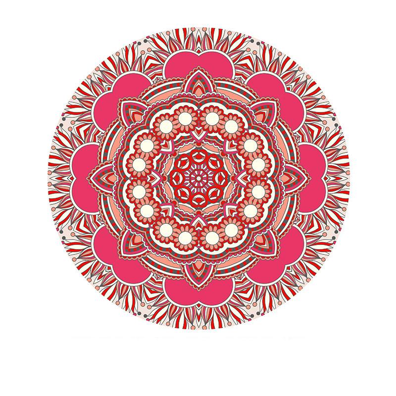 Pink Theme Round Carpet Boho Ethnic Style Living Room Decor Rug Flower Geometric Design Interior Artistic Decorative Floor Mat