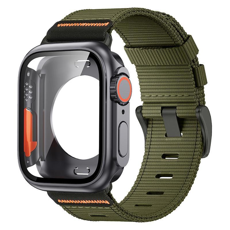 

Nylon Loop Strap+PC Case For Apple Watch Series 11 10 42mm 46mm 45mm 44mm 41mm 40mm Cover Band for Iwatch 9 8 7 6 5 SE3/2/1 3 21 40mm Series 654SE