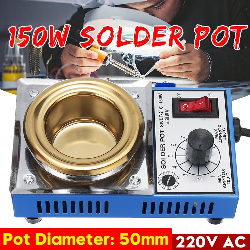 220V Soldeertin Smeltpot Soldeer Desoldeerbad Titanium Plaat 50mm 1200-450 Celsius Elektrische Soldeerbouten 50W