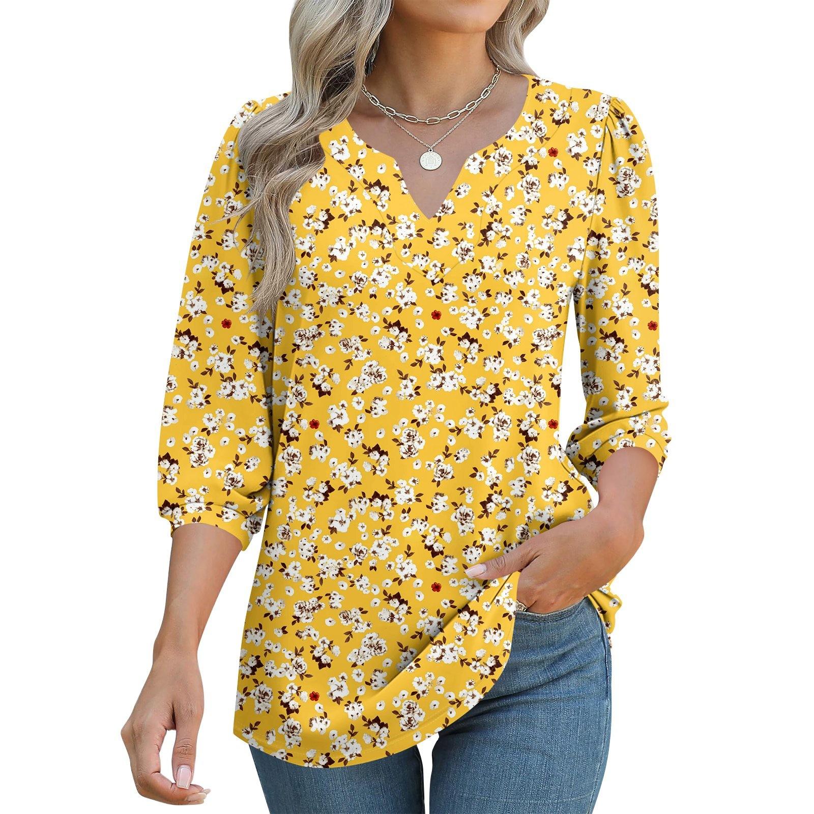 

Women s 3/4 Sleeve Shirts Graphic Tees Shirts Casual Basic Tops Pullovers L помаранчевий