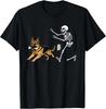 German Shepherd Dog Stealing Bone from Skeleton Halloween T-Shirt