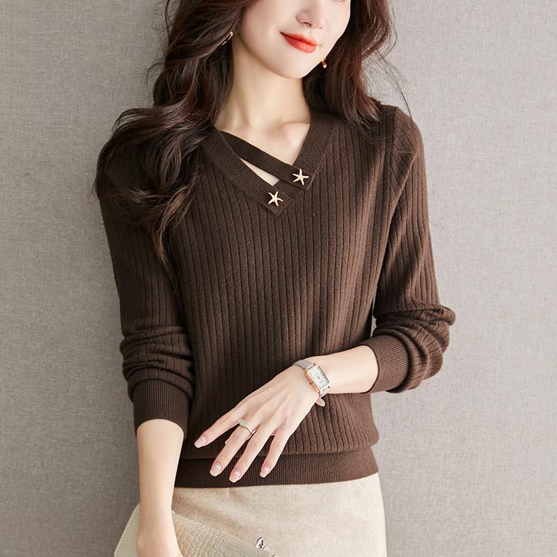 Sweater Spring and Autumn New Top Women's Thin Fashion Inner Long Sleeve Knitted Trendy Bottom Shirt Women