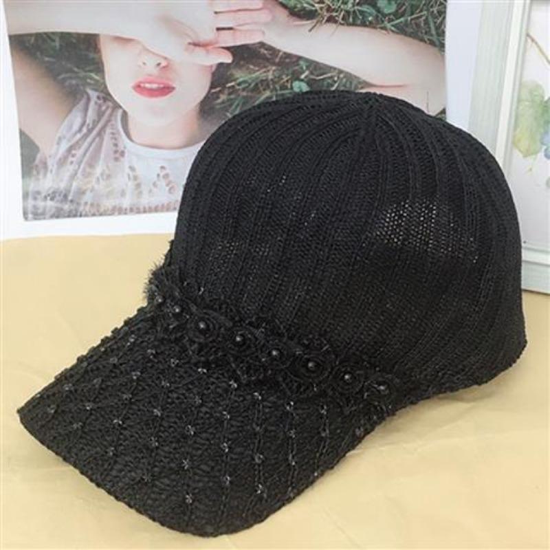 Hat Women's Summer Knitted Mesh Hat Hollow Breathable Cap Sunscreen Shade Baseball Cap Outdoor Sun Hat