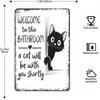 Vintage Lustiges Katzen Metall Willkommensschild Retro Badezimmer Wanddekor