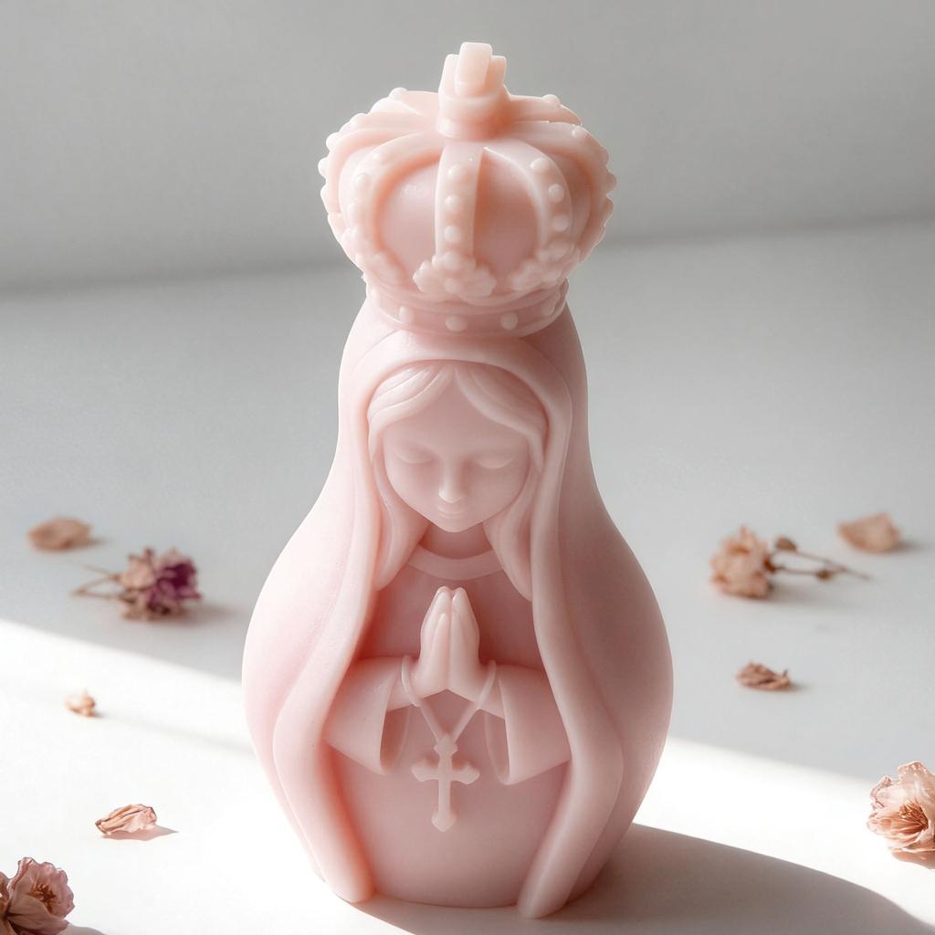 3d Virgin Mary Candle Mold Non-Toxic Candle Making Mold Praying Virgin Mold Exquisite For Home Fragrance Religious Decor Gift