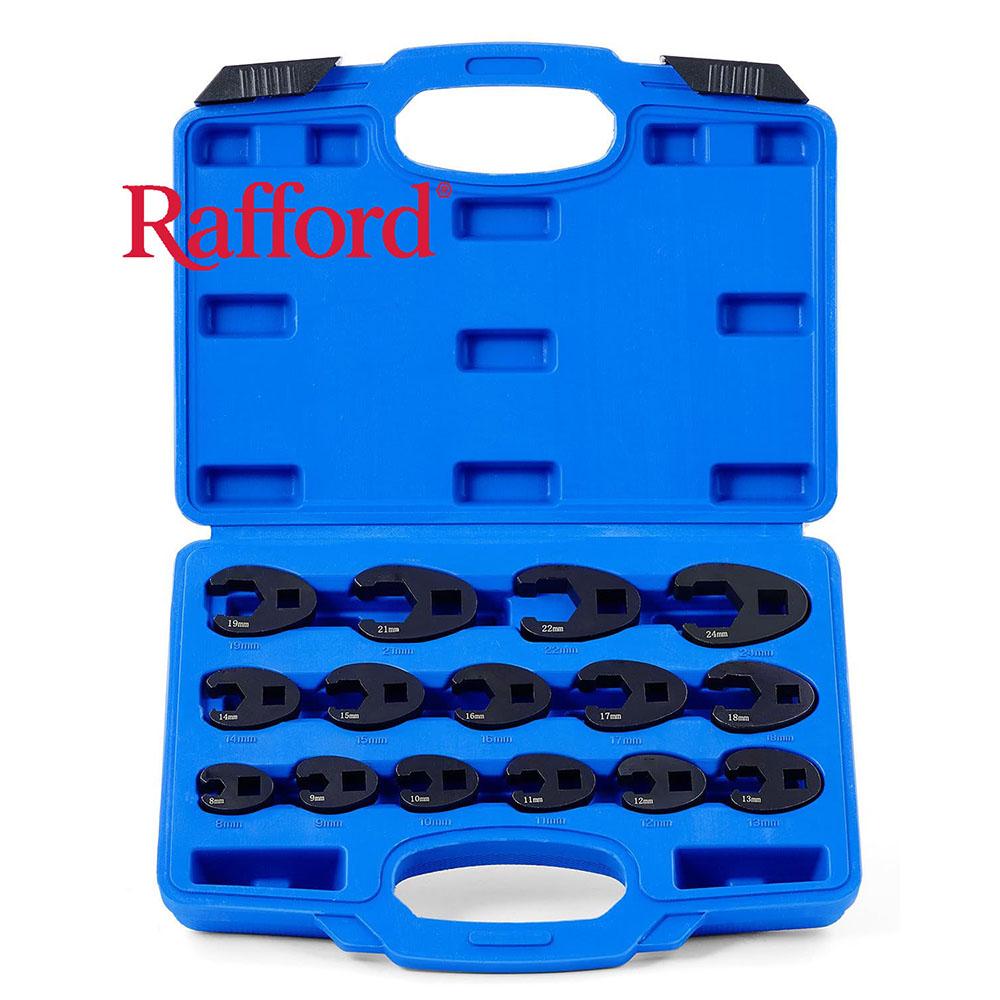 

Rafford 15 Pcs Crowfoot Wrench Set flare nut tool 8 to 24mm 1/2 3/8 Flare Nut Tool for 3/8 and 1/2 Drive Ratchet Wrenches
