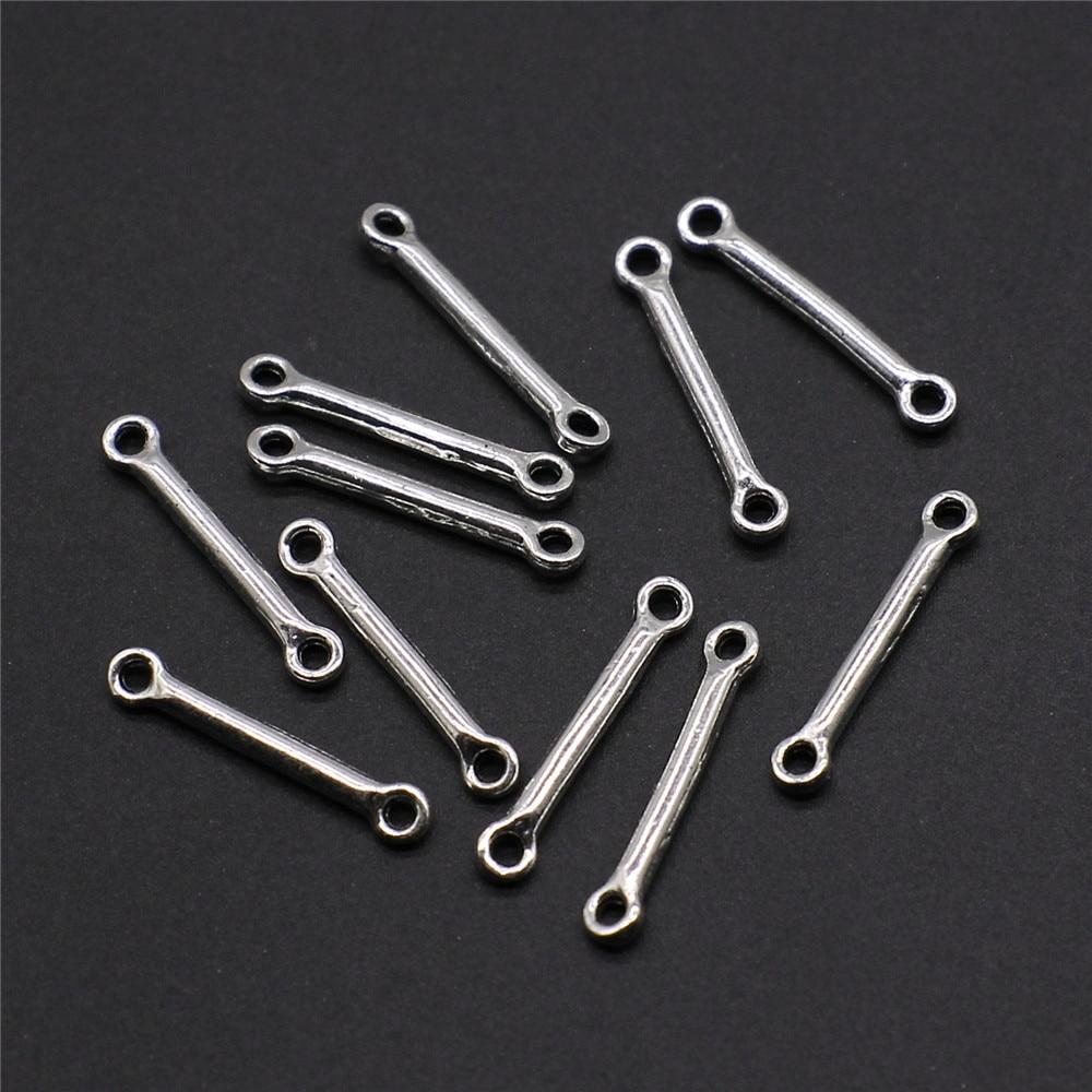 50 stücke Stecker Charms Stecker Für Schmuck Machen 2x15mm Antike Silber Farbe Zubehör
