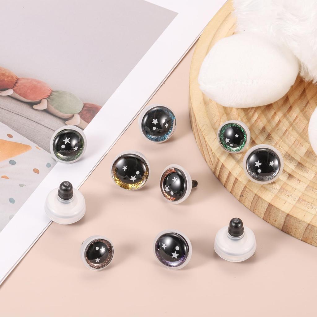PATIKIL Conjunto de Segurança Par de Estrelas 25mm de Olhos de Segurança Realistas para Bonecas de Crochê com Boneca de Crochê Decorativa 6 Cores Olhos, 30, Arruelas, Acessórios,