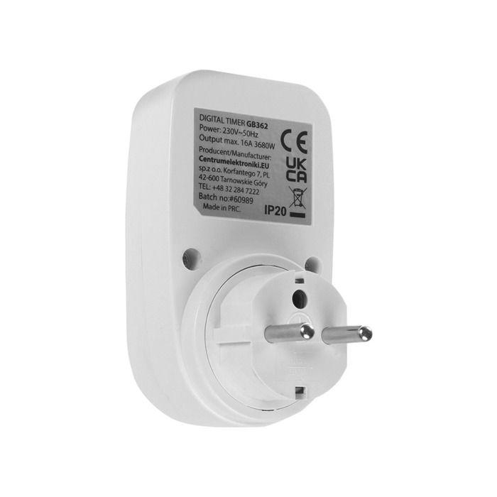 Prise programmable - GreenBlue - GB362 E - Horloge digitale - Charge max. 16A - IP20 - Blanc