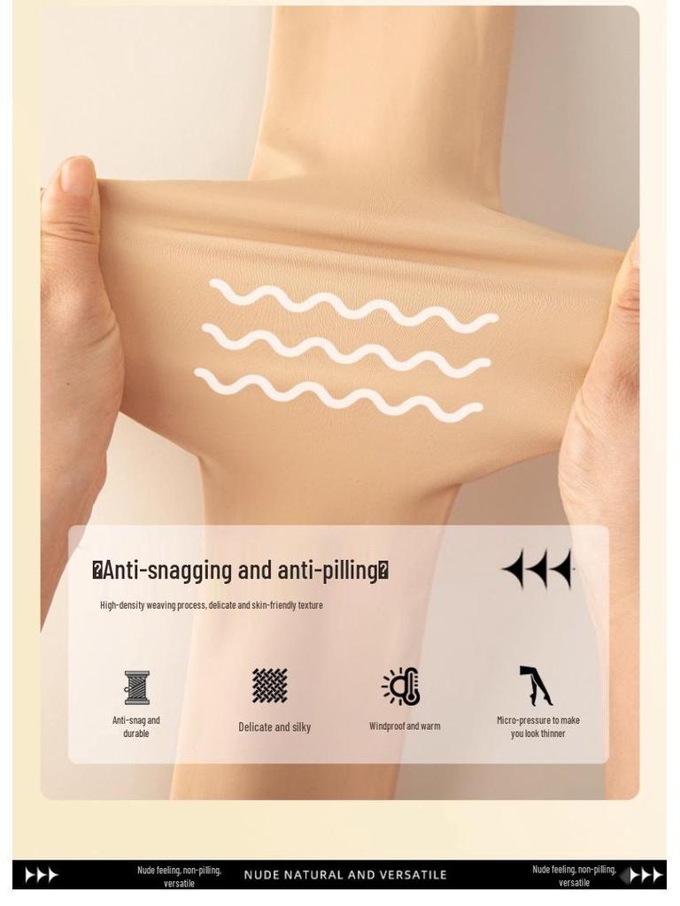 Flower Fairy Nude Feeling Fleece Lined Socks - Women's Warm, Slimming Tights for Autumn and Winter