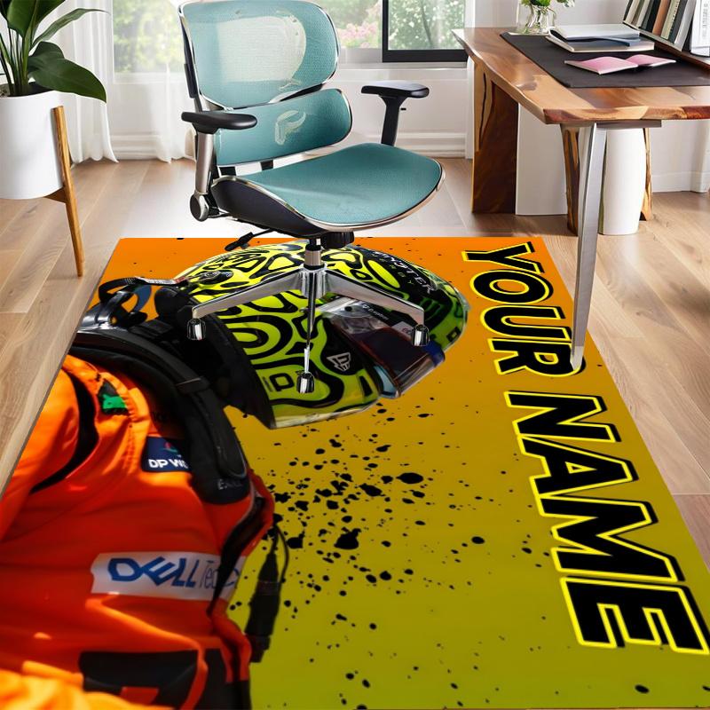 Lando Norris Design Area Rug Personalized Name- Non-Slip, Soft & Cozy Floor Mat for Living Room, Office - Indoor/Outdoor Carpet