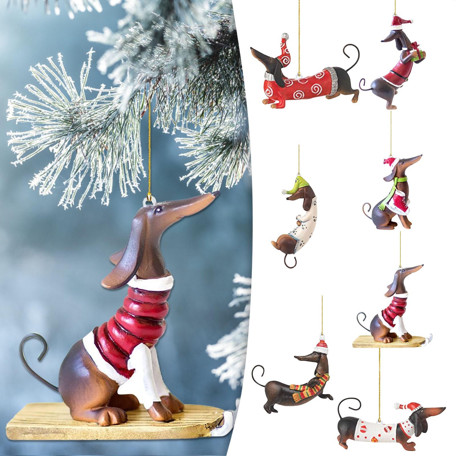 

Горячая такса акриловые плоские автомобильные украшения Рождественская елка висит дома