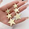 Frosting Metal Star Drop Earrings for Women Wedding Party Trendy Statement Zircon Golden Copper Color Long Dangle Earrings