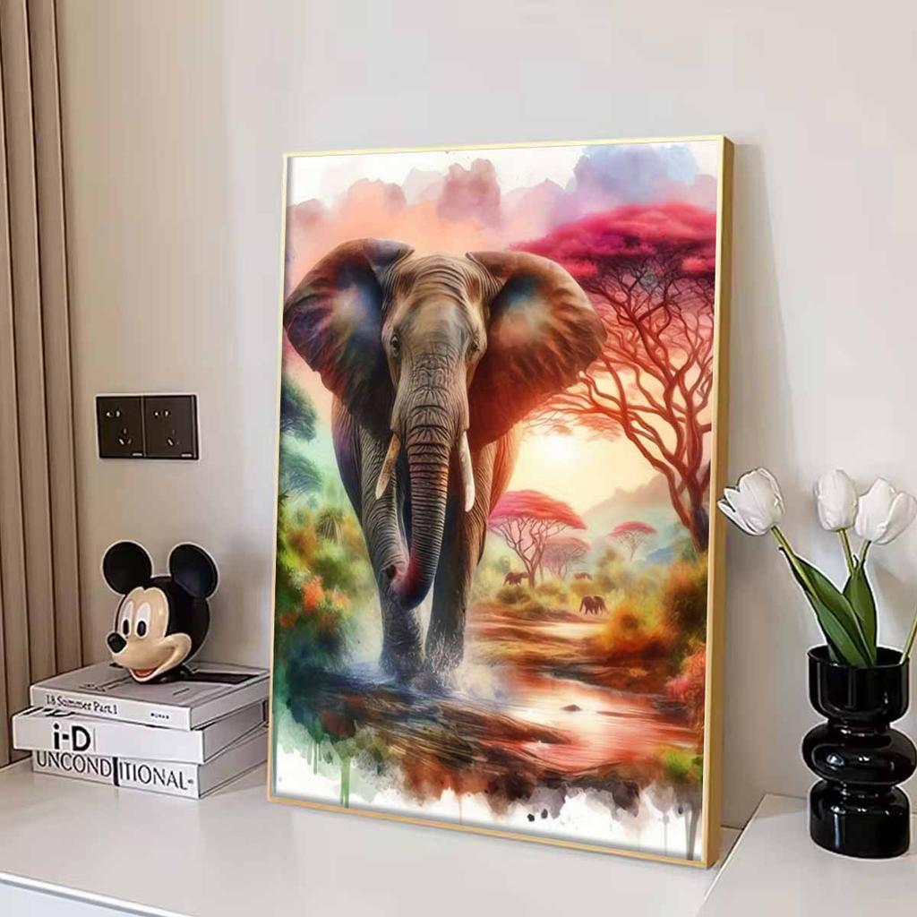 Diamond Painting Art Painting Set DIY Elephant Cross Stitch Round Gemstone Decoration Home Wall