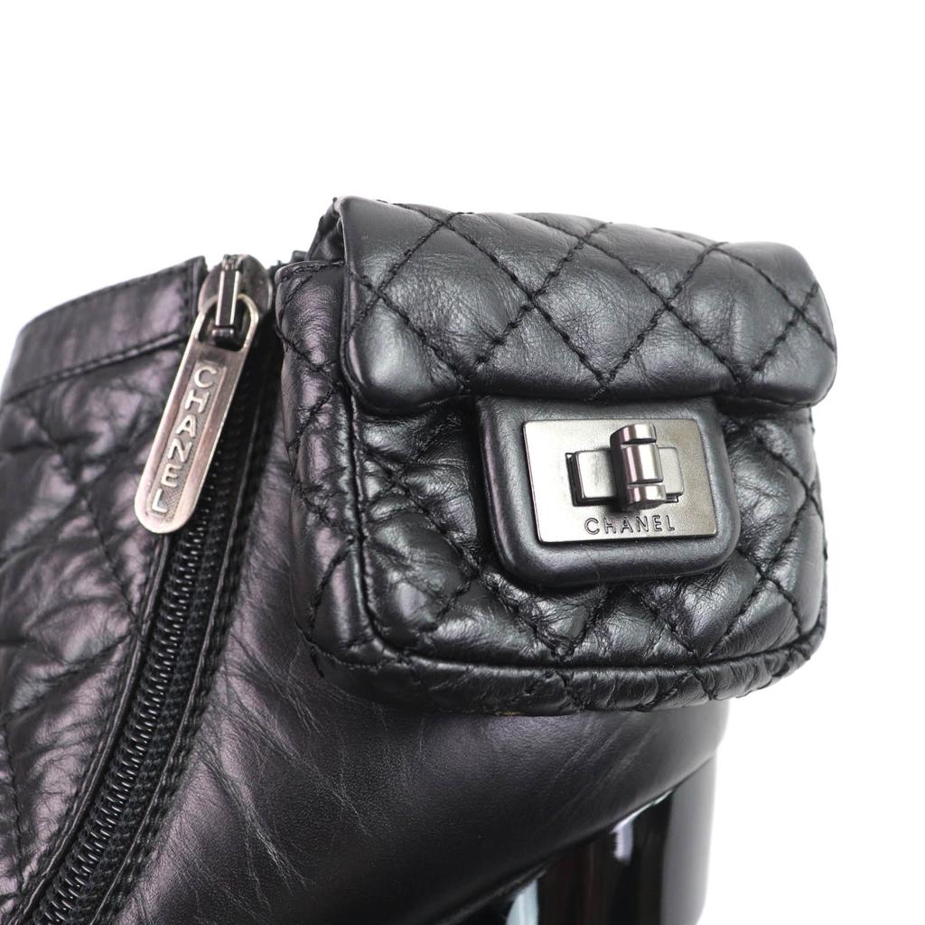 Great CHANEL Ankle boots black leather Women 36 G26164 Used
