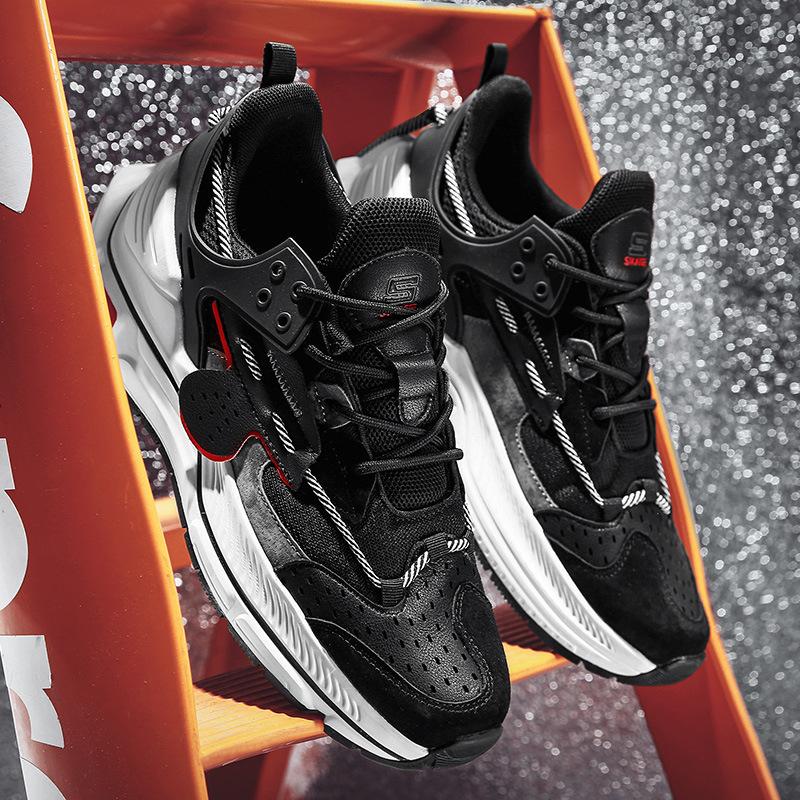 Frühling neue Farbkombination Dad Shoes Plateau FreizeitsportSchuhe Schnürung vorne Mittelhohe Schuhe Große Größen Schuhe