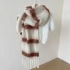 Colorful Tassel Shawl Plush Women Cape Fashion Stripe Wool Scarf  Autumn