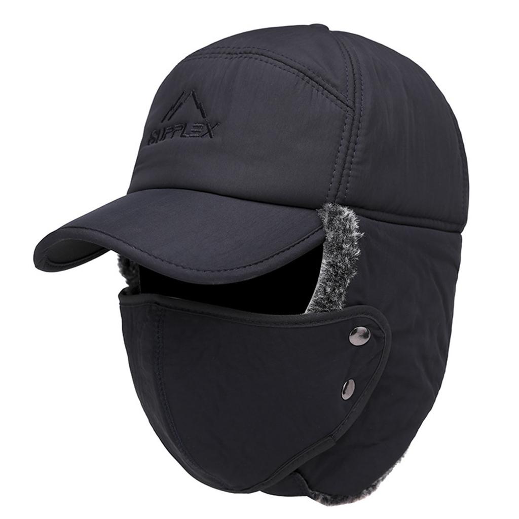 Hat Men And Winter Cap Ear Woolen Hat Windproof And Cold Proof Thick Warm Outdoor Middle-aged And Elderly Baseball Cap