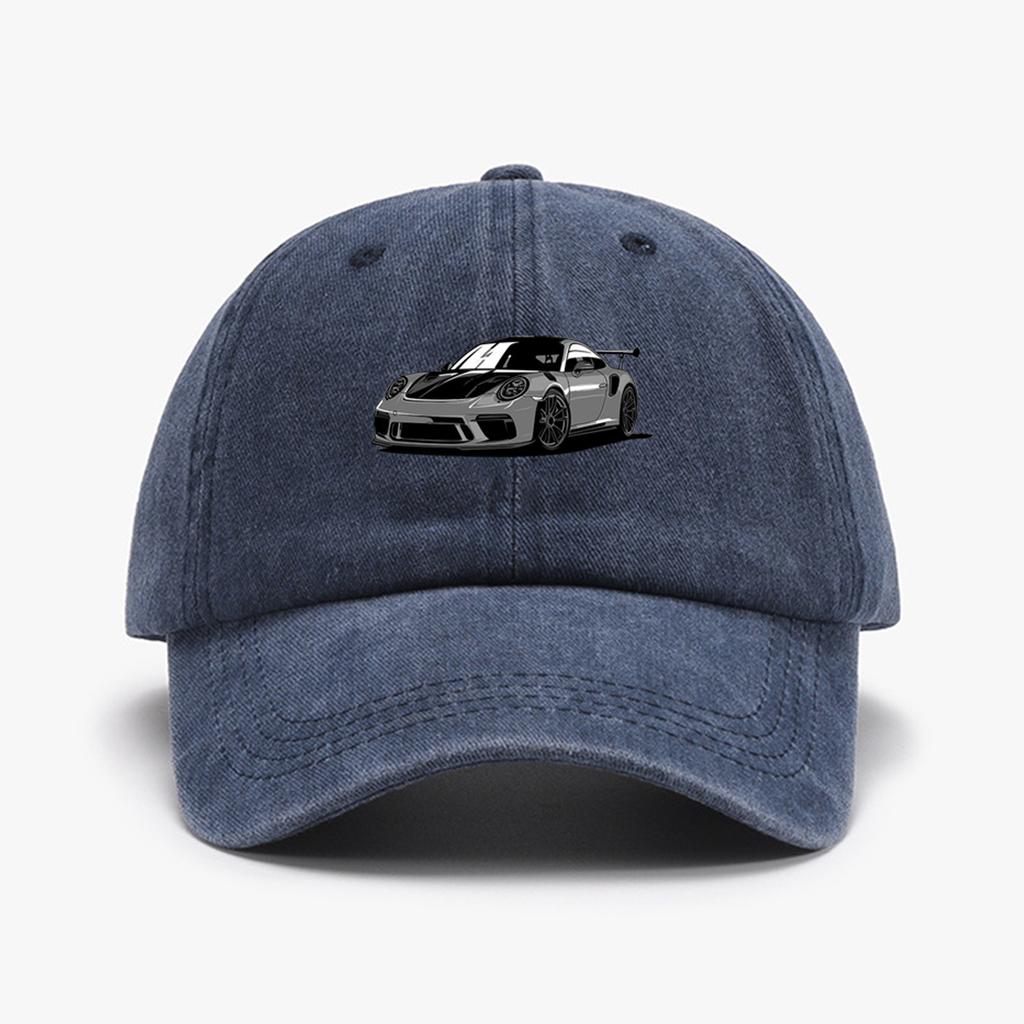 1pc "Porsche" Printed Baseball Cap Unisex Retro Washed Distressed Sun Hat Outdoor Fashion Accessory Hat for Men & Women
