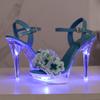 Fashion Glowing Flower Sandals for Women 2025 New Summer Sexy 13cm High Heels Thin Waterproof Platform Shoes Elegant Versatile Design